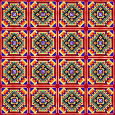 seamless mosaic of geometric ornament with colored squares and