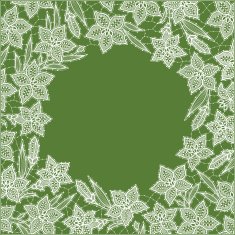 White Lily Lace Frame Card Floral Pattern Green Background