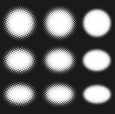 Halftone Ellipse Shape Set On Black