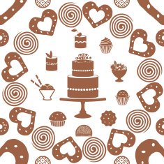 Vector seamless pattern with various sweets