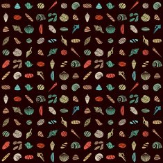 Shells and rocks seamless pattern 1