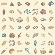 Shells and rocks seamless pattern 2