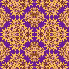 abstract orange purple retro floral seamless pattern
