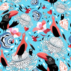 Floral Pattern With Birds N2