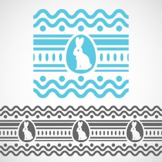 pattern with waves rabbit and egg