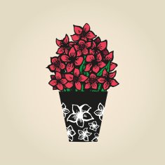 Hand drawn tattoo flowers narcissuses in vase