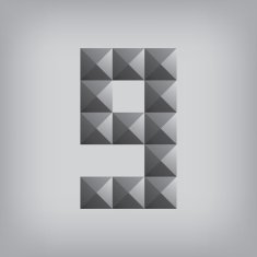 number nine alphabet geometric icon and sign triangle modern