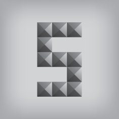 number five alphabet geometric icon and sign triangle modern
