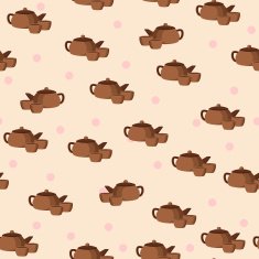 Seamless background with cartoon teapots