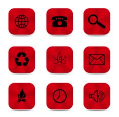 Red button icons isolated