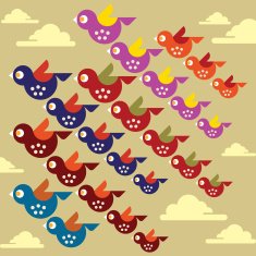 Ornate birds set - Illustration