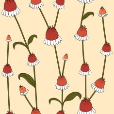 Seamless pattern with growing flowers