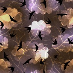 Swallows on night sky background