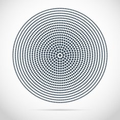 Circular halftone of dots on a gray background
