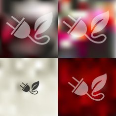 eco plug leaf icon on blurred background