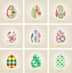 set of easter eggs retro pattern