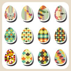 easter eggs retro pattern set N8