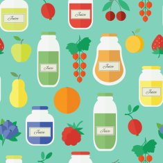 Seamless pattern with jars of juice
