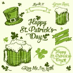 Saint Patrick lettering and illustration set N2