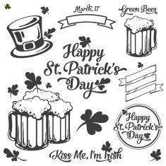 Saint Patrick lettering and illustration set N3