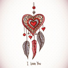 Doodle Greeting Card with Dream catcher and heart