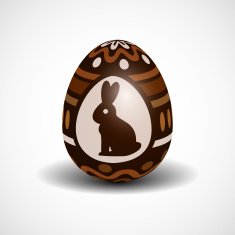 chocolate Easter egg with ornament and rabbit