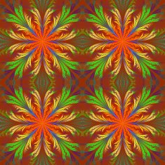 Beautiful pattern from fractal flowers Orange and green palette N2