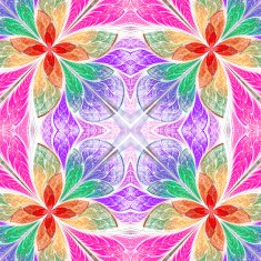 Symmetrical multicolored pattern in stained-glass window style N2