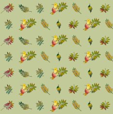 Pattern with foliage and birds