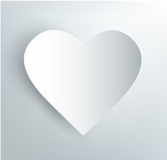 vector white paper heart with shadow