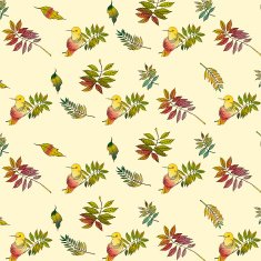 Pattern with foliage and birds N2