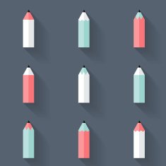 Pencil set icons over blue N2