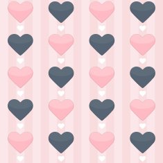 Seamless pattern with blue and pink hearts on a