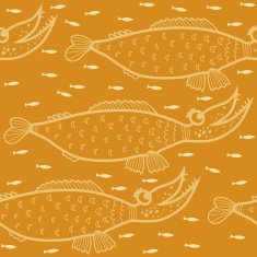 Yellow pattern with large and small fishes