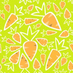 Seamless pattern orange carrots on a green