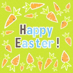 Easter carrots card on a green