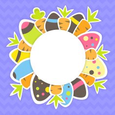 Easter carrots and eggs pattern on a purple
