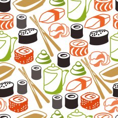 Seamless pattern with sushi