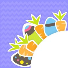 Eastern carrots and eggs pattern on a purple