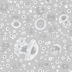 seamless pattern with cartoon jellyfish N5