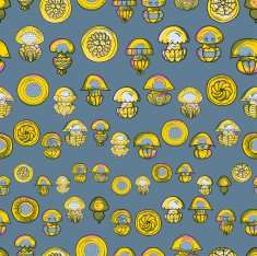 seamless pattern with cartoon jellyfish N6