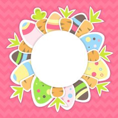 Eastern carrots and eggs pattern on a pink