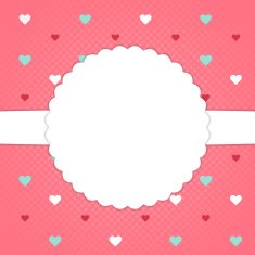 Red template card with blue red and white hearts