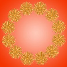 pattern from brown flowers on red gradient