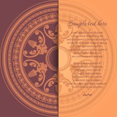 Round oriental ornament card in vintage style