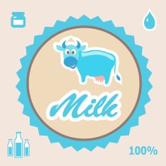 Milk Label with cow - illustration