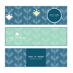Vector blloming vines stripes horizontal banners set pattern background