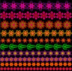 set of bands ornamental flowers