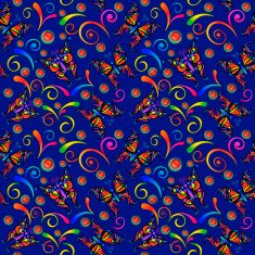seamless background with swirls butterflies and circles