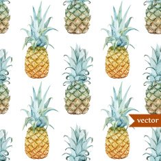 watercolor tropical pineapple exotic pattern N6